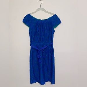Blue & teal lace BCBG minidress with tie